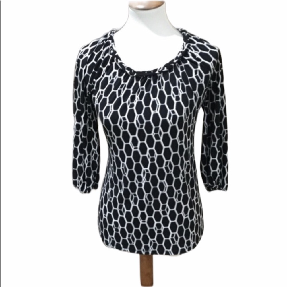 Style & Co Long Sleeve Scoop Neck Pattern Top